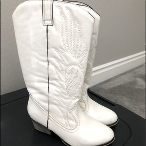 White cowboy boot rounded toe.